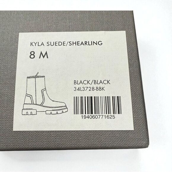 New Aquatalia Kyla Womens Weatherproof Suede & Sheepskin Zip Boot Black Size 8 - Picture 3 of 10